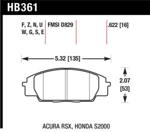 Honda S2000 Brake Pads - Front - Hawk Performance - HT-10 - `00-`09